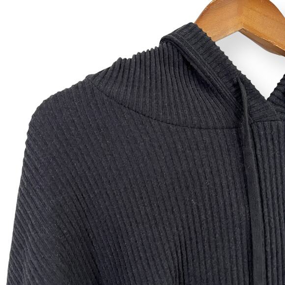 Zella Sloane Cozy Ribbed Black Hoodie Women's Plus Size 3X Cropped Athleisure - Picture 5 of 13